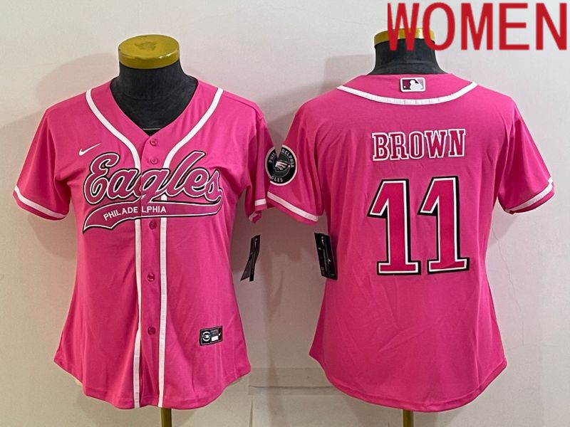 Women Philadelphia Eagles #11 Brown Pink 2022 Nike Co branded NFL Jerseys